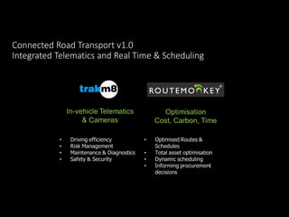Connected Road Transport v1.0
Integrated Telematics and Real Time & Scheduling
 