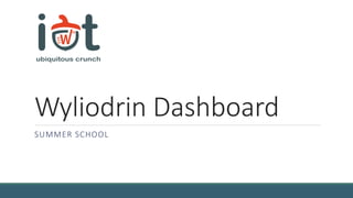 Wyliodrin Dashboard
SUMMER SCHOOL
 