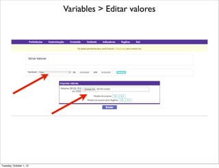 Variables > Editar valores
Tuesday, October 1, 13
 