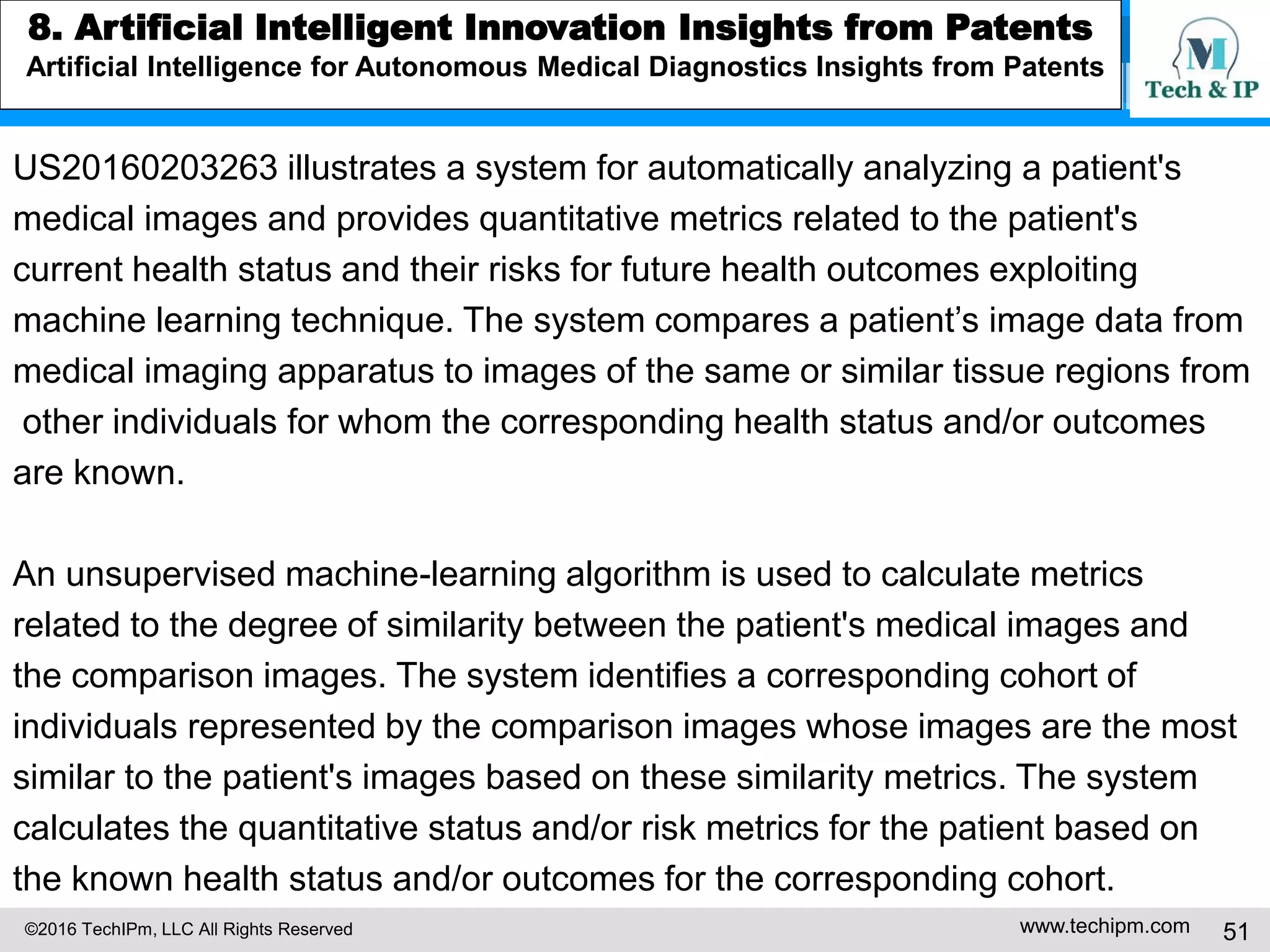 ©2016 TechIPm, LLC All Rights Reserved www.techipm.com 51
5. IoT Patent Strategy
Patent Monetization -4
Monetizing patents are legal savvy
Monetizing patents are created following the case laws and statutes to obtain
maximum legal rights;
Monetizing patents are the litigation-proof patents;
Monetizing patents adapt to the dynamic changes of legal environment.
 