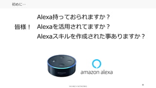 35
初めに…
Alexa持っておられますか？
Alexaを活用されてますか？
Alexaスキルを作成された事ありますか？
皆様！
 