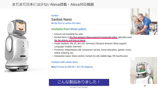 43
まだまだ日本には少ないAlexa搭載・Alexa対応機器
こんな製品ありました！
 