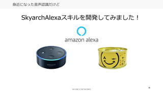 45
身近になった音声認識だけど
SkyarchAlexaスキルを開発してみました！
 