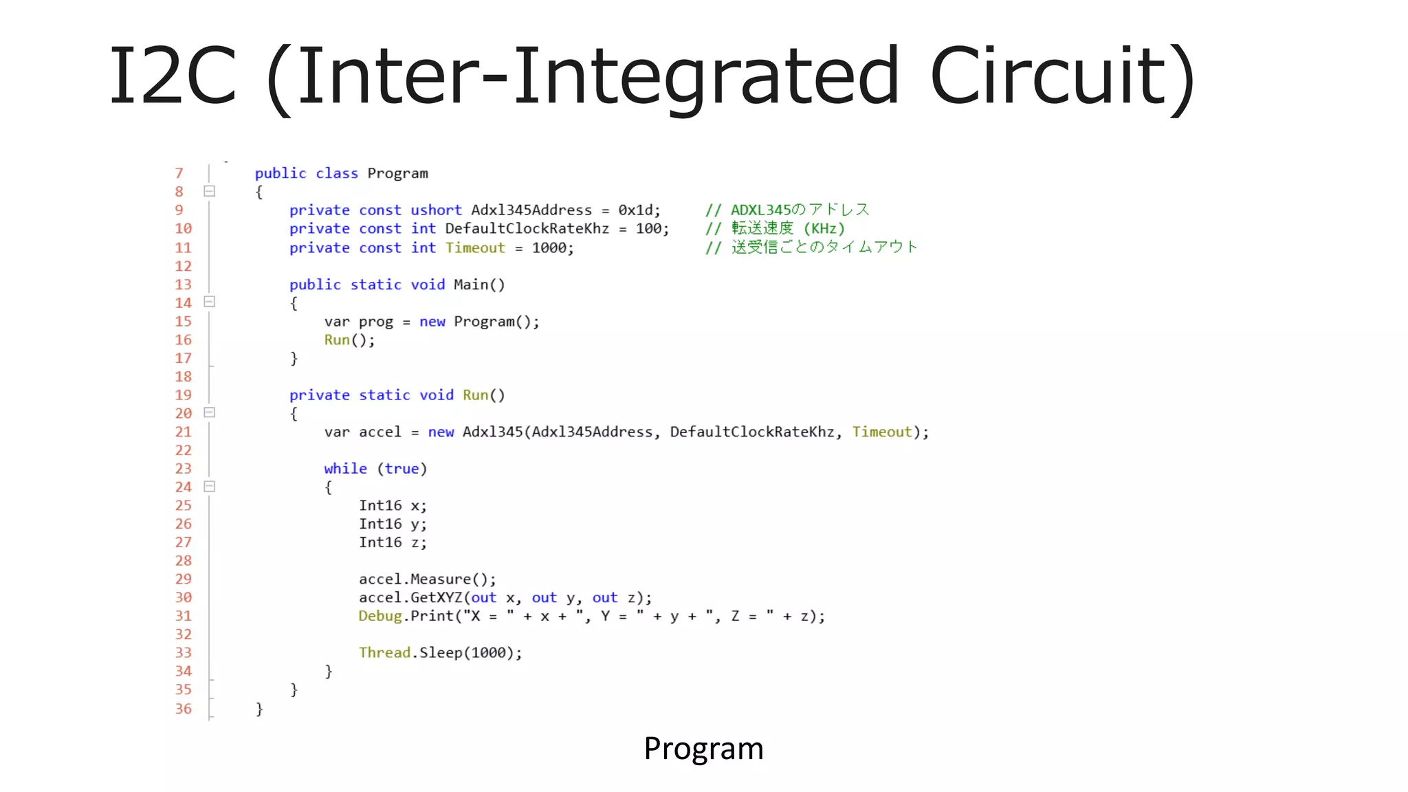 I2C (Inter-Integrated Circuit)
Program
 