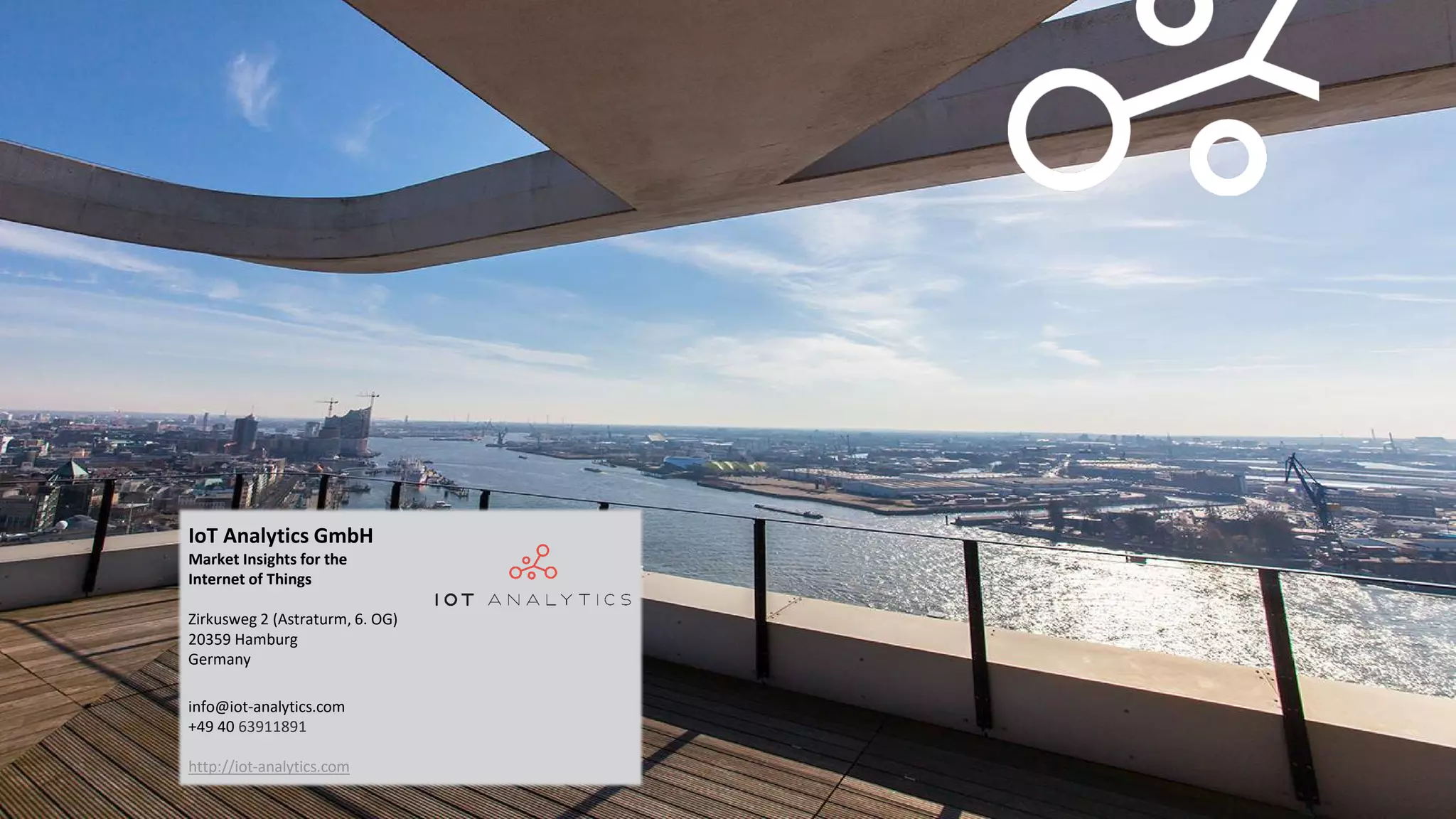 IoT Analytics GmbH
Market Insights for the
Internet of Things
Zirkusweg 2 (Astraturm, 6. OG)
20359 Hamburg
Germany
info@iot-analytics.com
+49 40 63911891
http://iot-analytics.com
 