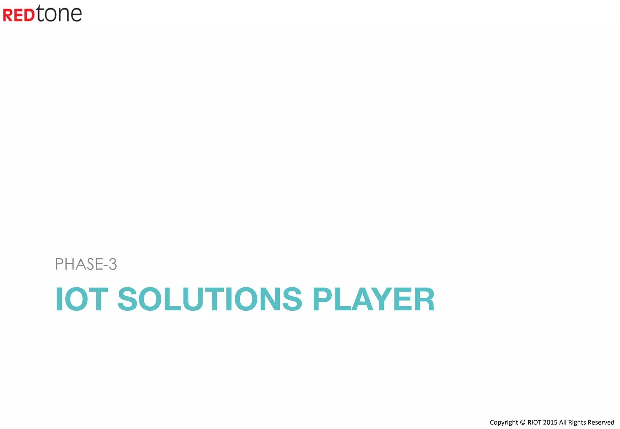 Copyright	©	RIOT	2015	All	Rights	Reserved	
IOT SOLUTIONS PLAYER
PHASE-3
 