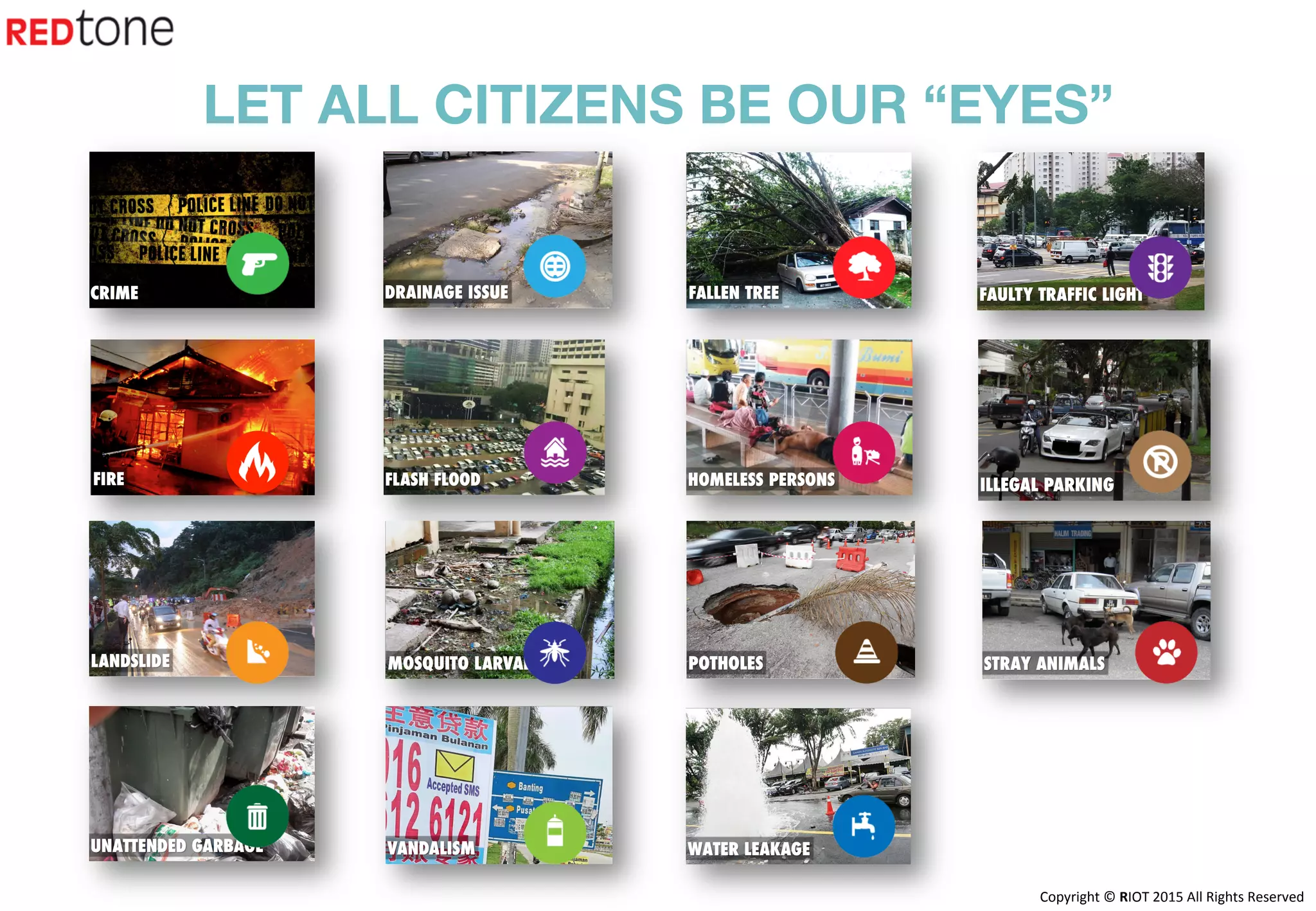 Copyright	©	RIOT	2015	All	Rights	Reserved	
LET ALL CITIZENS BE OUR “EYES”
 