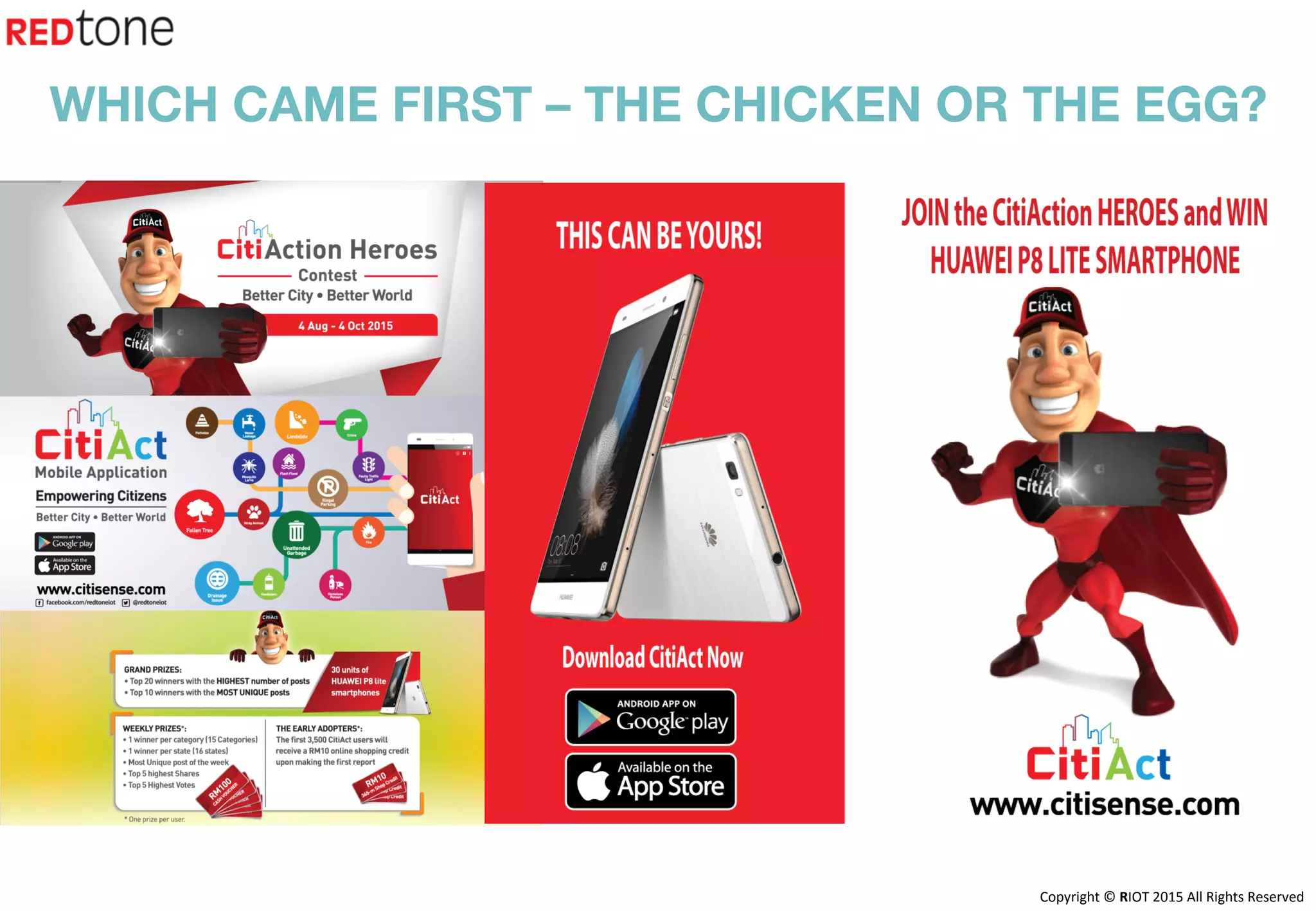 Copyright	©	RIOT	2015	All	Rights	Reserved	
WHICH CAME FIRST – THE CHICKEN OR THE EGG?
 