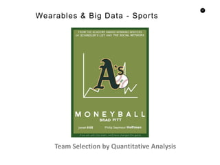 22
Wearables & Big Data - Sports
Team Selection by Quantitative Analysis
 