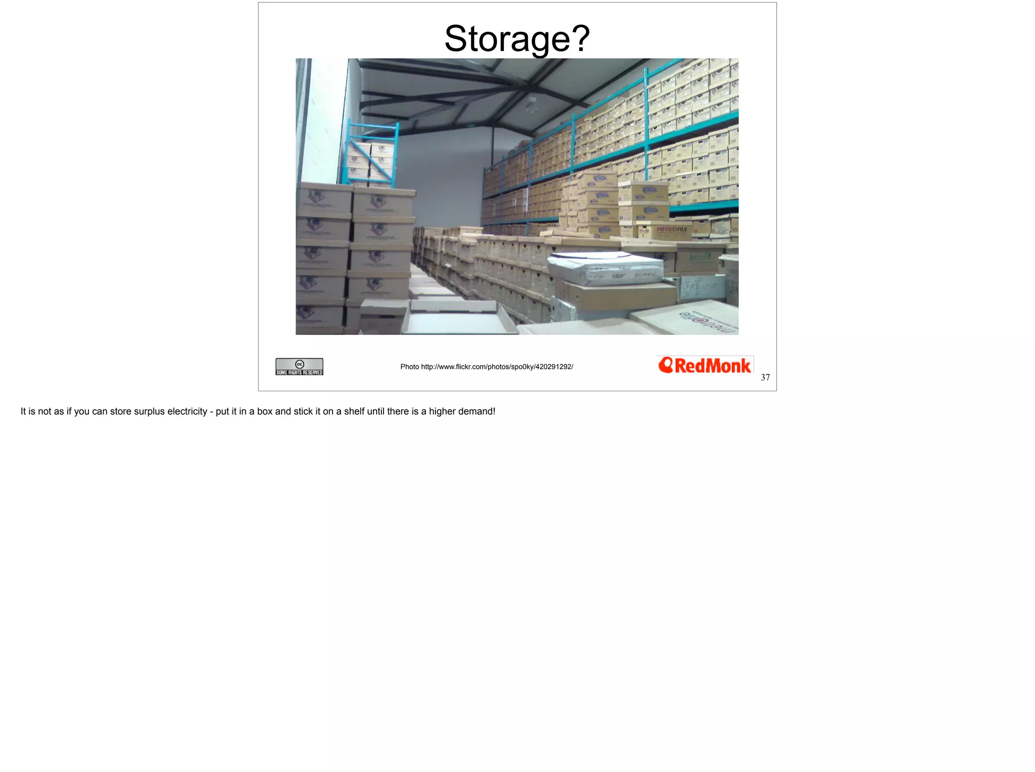 Storage? 
Photo http://www.flickr.com/photos/spo0ky/420291292/ 
37 
 