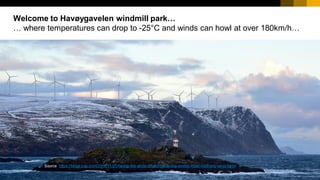 93
© 2017 SAP SE or an SAP affiliate company. All rights reserved.
Welcome to Havøygavelen windmill park…
… where temperatures can drop to -25°C and winds can howl at over 180km/h…
Source: https://blogs.sap.com/2016/11/21/facing-the-arctic-challenge-at-the-worlds-most-northerly-wind-farm/
 