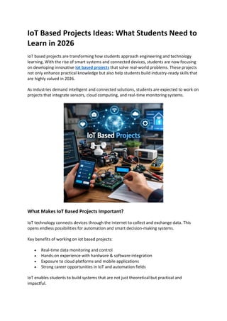 IoT Based Projects for Students 2026 | Latest Ideas & Trends | PDF