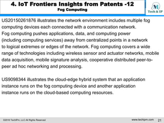 ©2016 TechIPm, LLC All Rights Reserved www.techipm.com 21
4. IoT Frontiers Insights from Patents -12
Fog Computing
US20150...