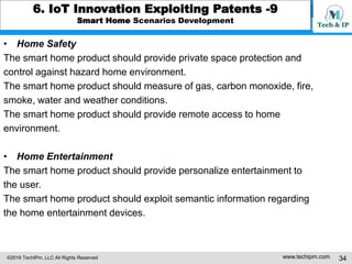 ©2016 TechIPm, LLC All Rights Reserved www.techipm.com 34
6. IoT Innovation Exploiting Patents -9
Smart Home Scenarios Dev...