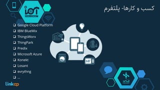 ‫کسب‌و‌کارها‬-‫پلتفرم‬
 Google Cloud Platform
 IBM BlueMix
 ThingsWorx
 ThingPark
 Predix
 Microsoft Azure
 Konekt
 Losant
 evrythng
 …
 