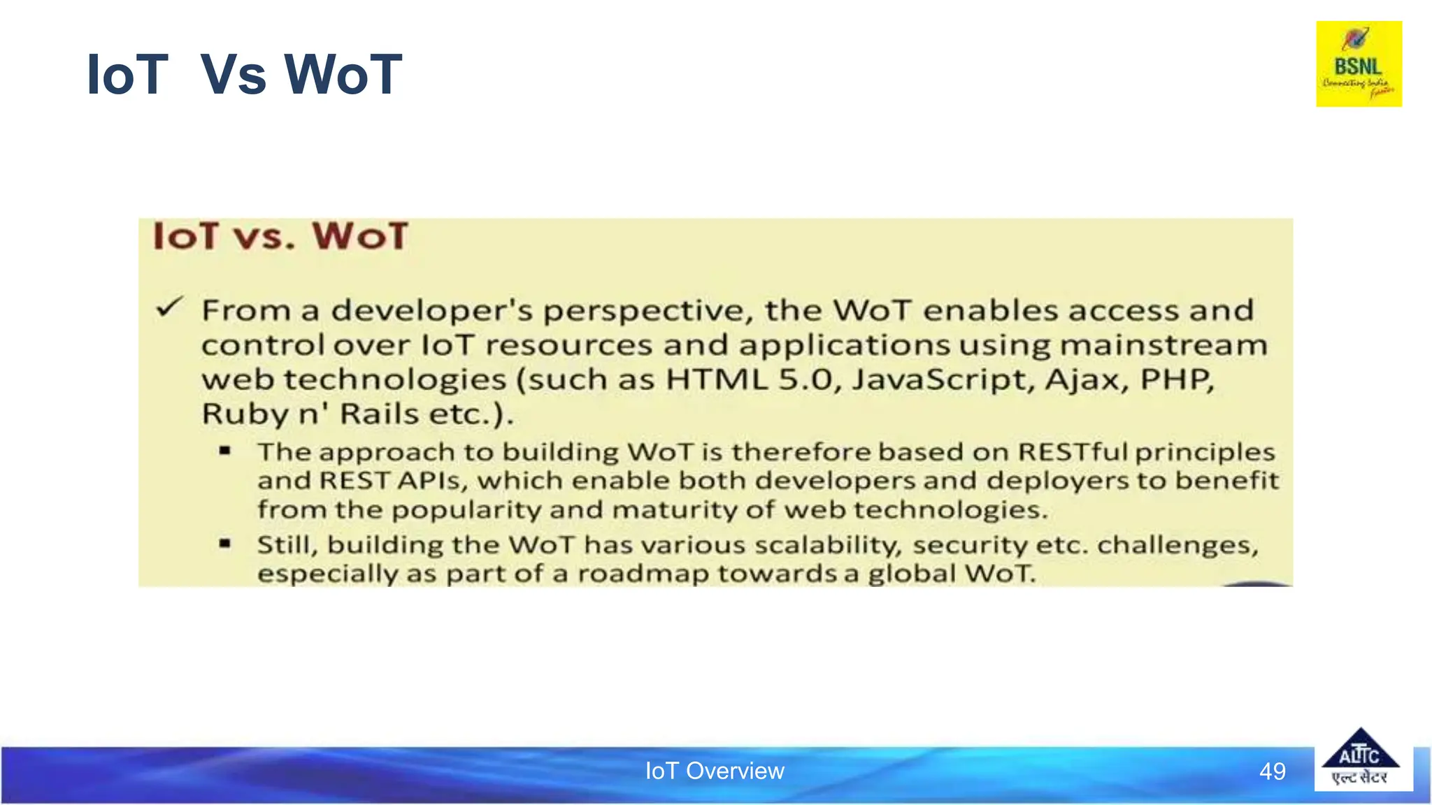 IoT Overview
IoT Vs WoT
49
 