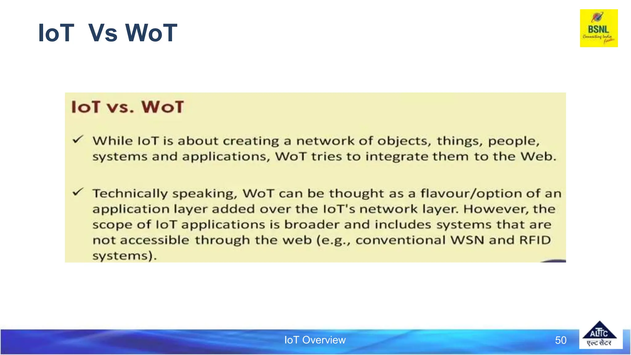 IoT Overview
IoT Vs WoT
50
 