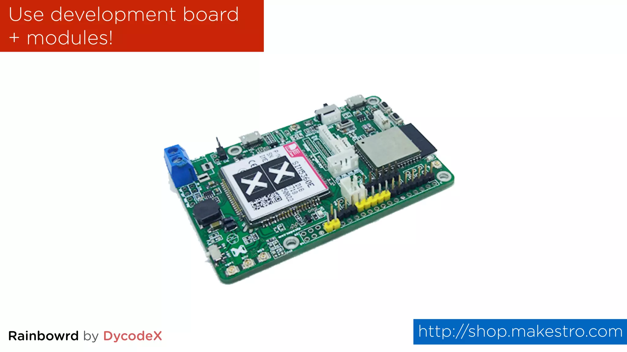 Use development board
+ modules!
http://shop.makestro.comRainbowrd by DycodeX
 