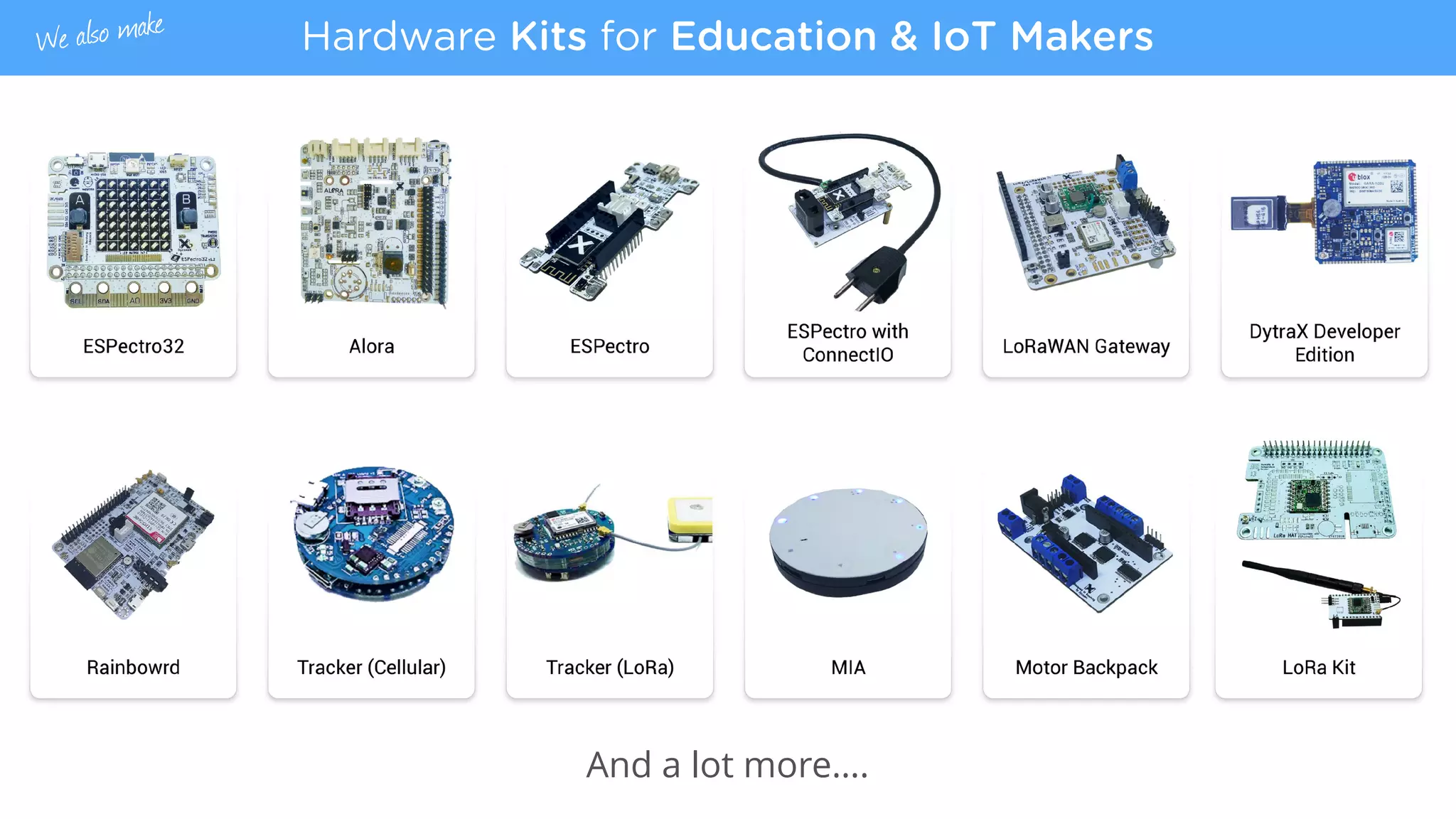 Hardware Kits for Education & IoT MakersWe also make
And a lot more….
 
