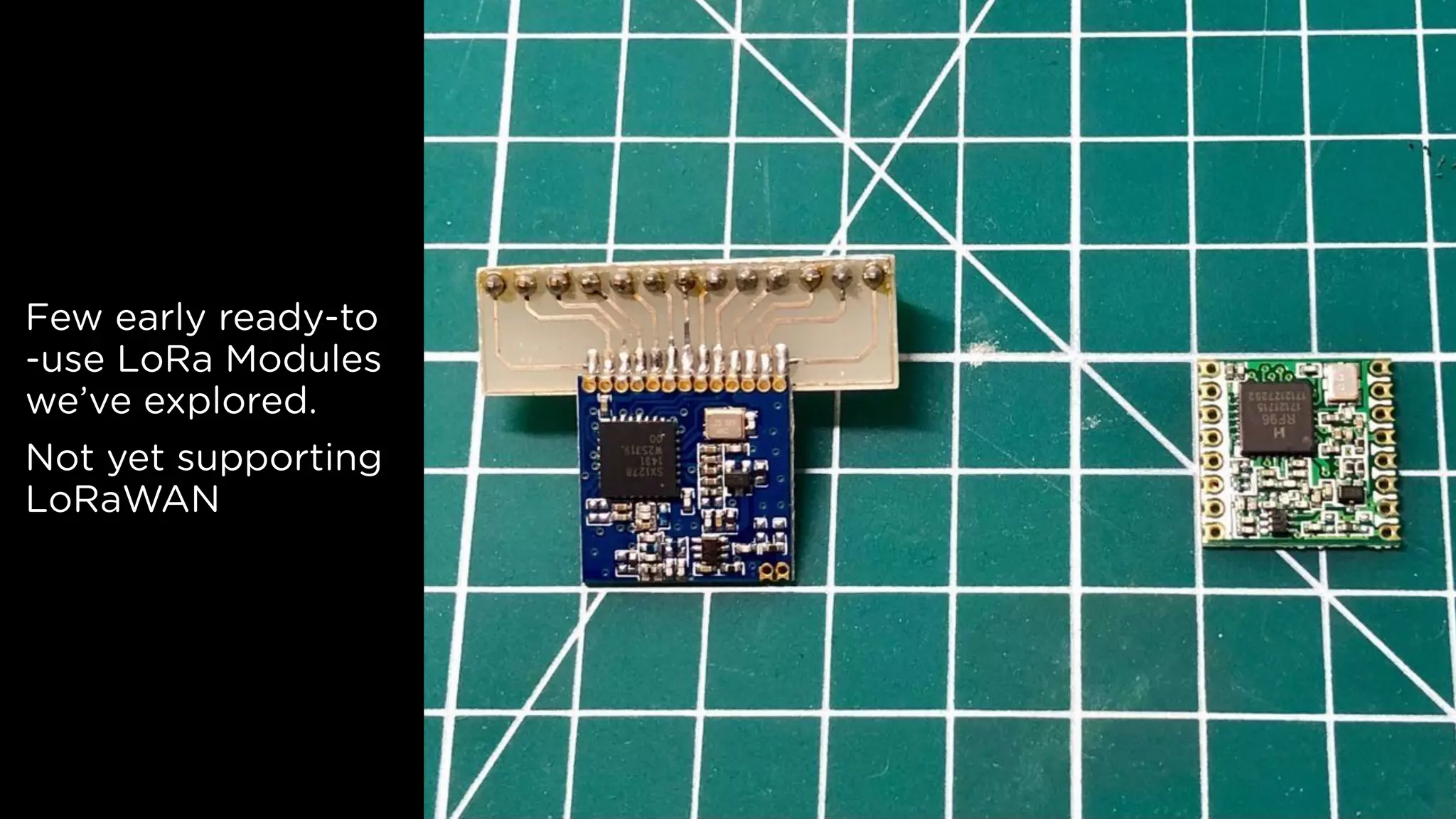 Few early ready-to 
-use LoRa Modules  
we’ve explored.
Not yet supporting  
LoRaWAN
 