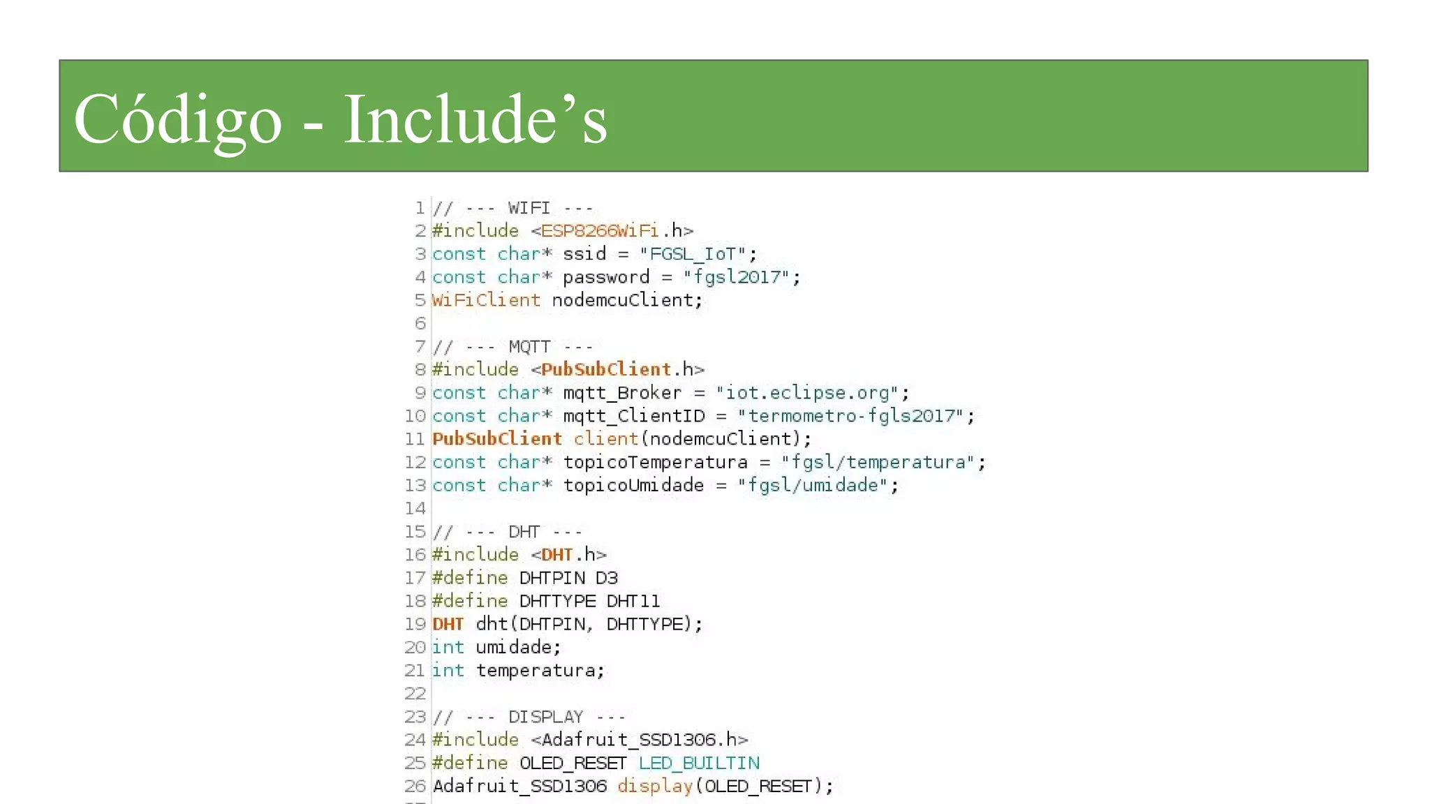 Código - Include’s
 