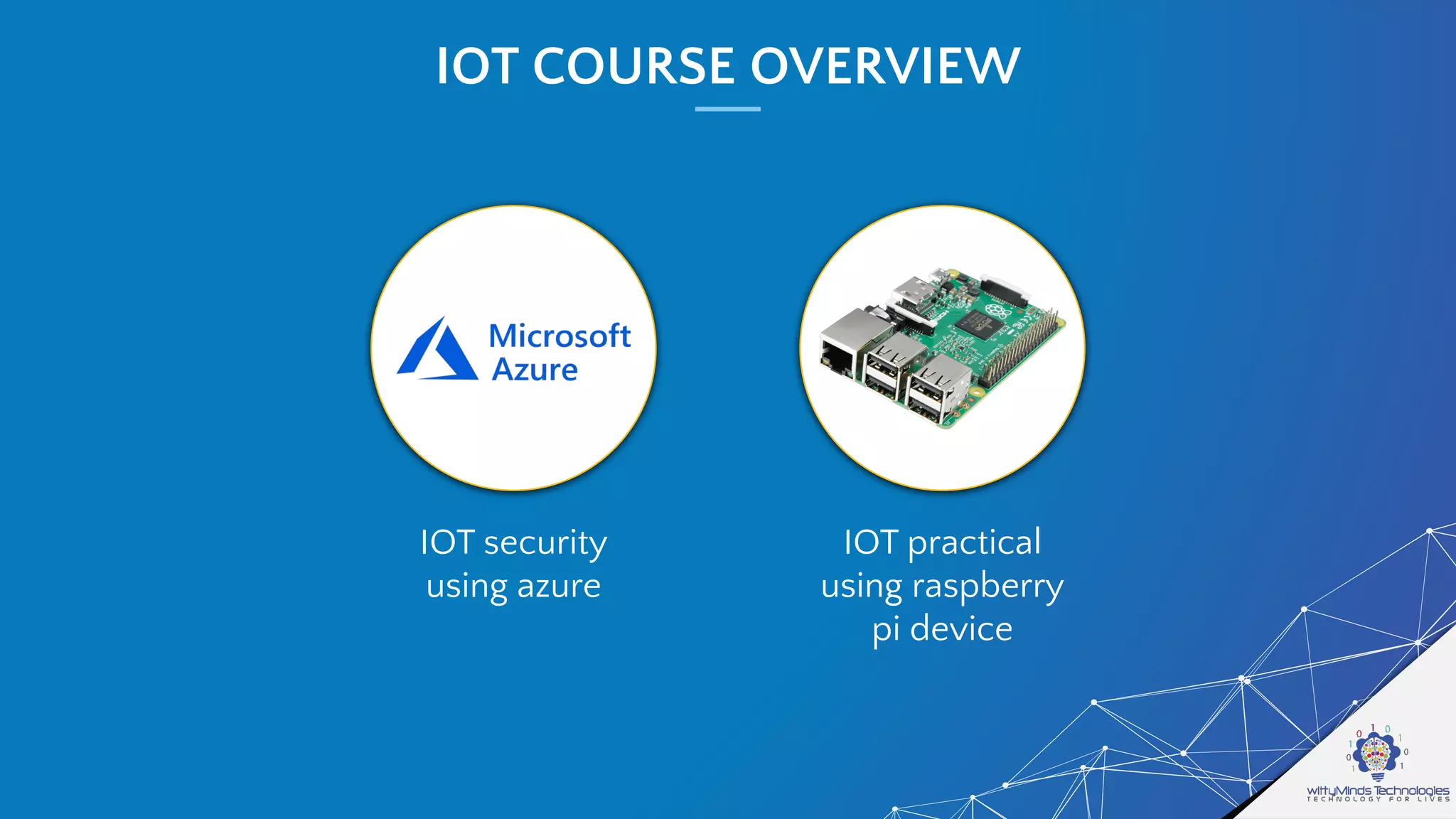 IOT practical
using raspberry
pi device
IOT COURSE OVERVIEW
IOT security
using azure
 