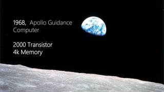 1968, Apollo Guidance
Computer
2000 Transistor
4k Memory
 