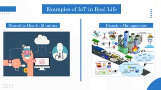 Examples of IoT in Real Life
Wearable Health Monitors Disaster Management
 