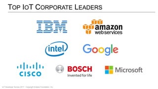 TOP IOT CORPORATE LEADERS
IoT Developer Survey 2017 - Copyright Eclipse Foundation, Inc.
 