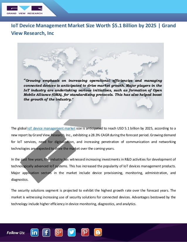 IoT Device Management Market Projected To Reach USD 5.1 Billion Till 2025