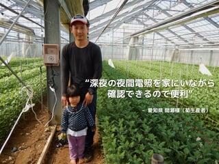 COPYRIGHT (C) 2015 SERAKU CO., LTD. ALL RIGHTS RESERVED.
– 愛知県 間瀬様（菊生産者）
“深夜の夜間電照を家にいながら
確認できるので便利”
 