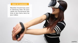 Manettes fonctionnant avec
le Samsung Gear VR pour
capter les mouvements des
bras et des mains dans les
jeux vidéos.
RINK DE SAMSUNG
 