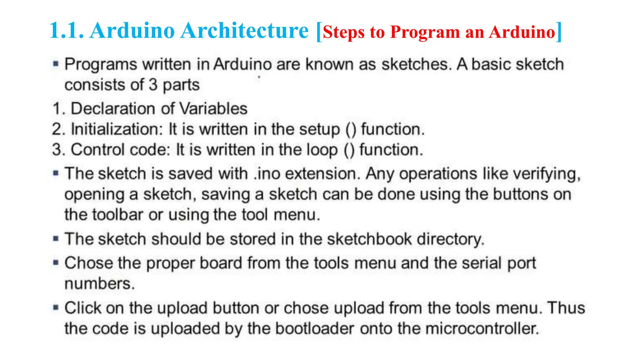 1.1. Arduino Architecture [Steps to Program an Arduino]
 
