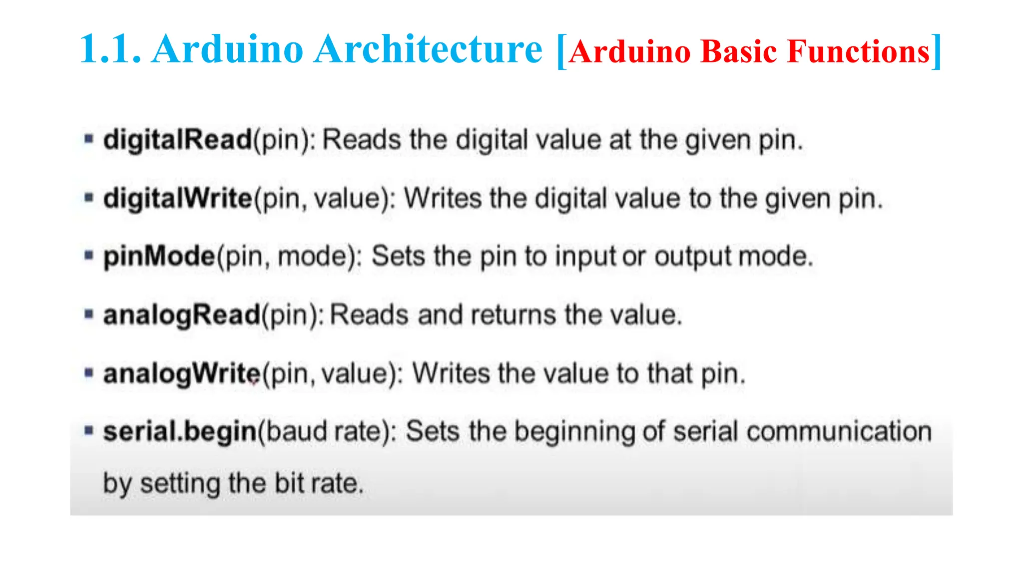 1.1. Arduino Architecture [Arduino Basic Functions]
 