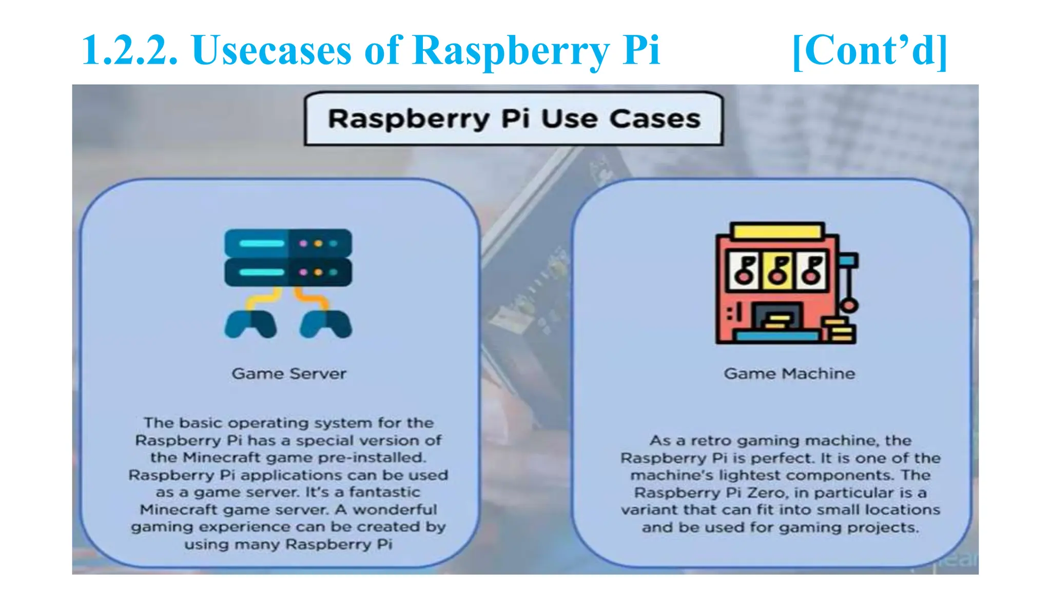 1.2.2. Usecases of Raspberry Pi [Cont’d]
 