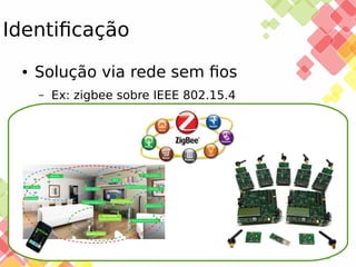 Identificação
●

Solução via rede sem fios
–

25/11/13

Ex: zigbee sobre IEEE 802.15.4

 