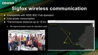 Sigfox wireless communication
 Compatible with IEEE 802.11ah standard
 Low power consumption
 Transmission distance up to 10 km
 No signal booster (such as repeater) used
 