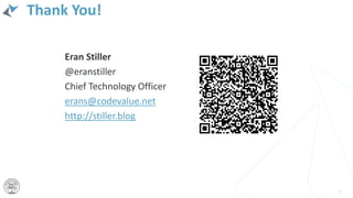Thank You!
45
Eran Stiller
@eranstiller
Chief Technology Officer
erans@codevalue.net
http://stiller.blog
 