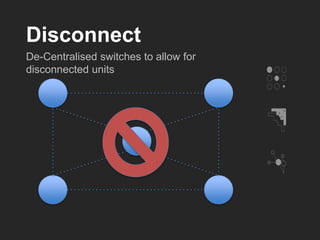 Disconnect
De-Centralised switches to allow for
disconnected units
 