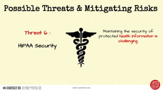 sales@algoworks.com Toll Free : +1-877-284-1028
Possible Threats & Mitigating Risks
Threat 6 :
HIPAA Security
Maintaining ...