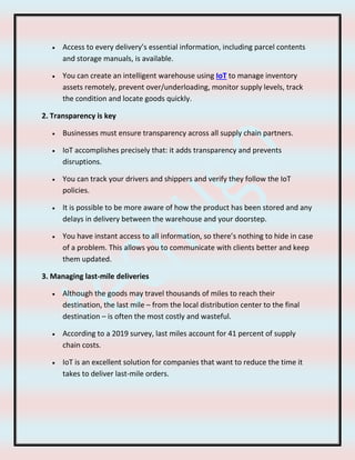 IoT in Logistics and Supply Chain- Role, Benefits and Use Cases. | PDF