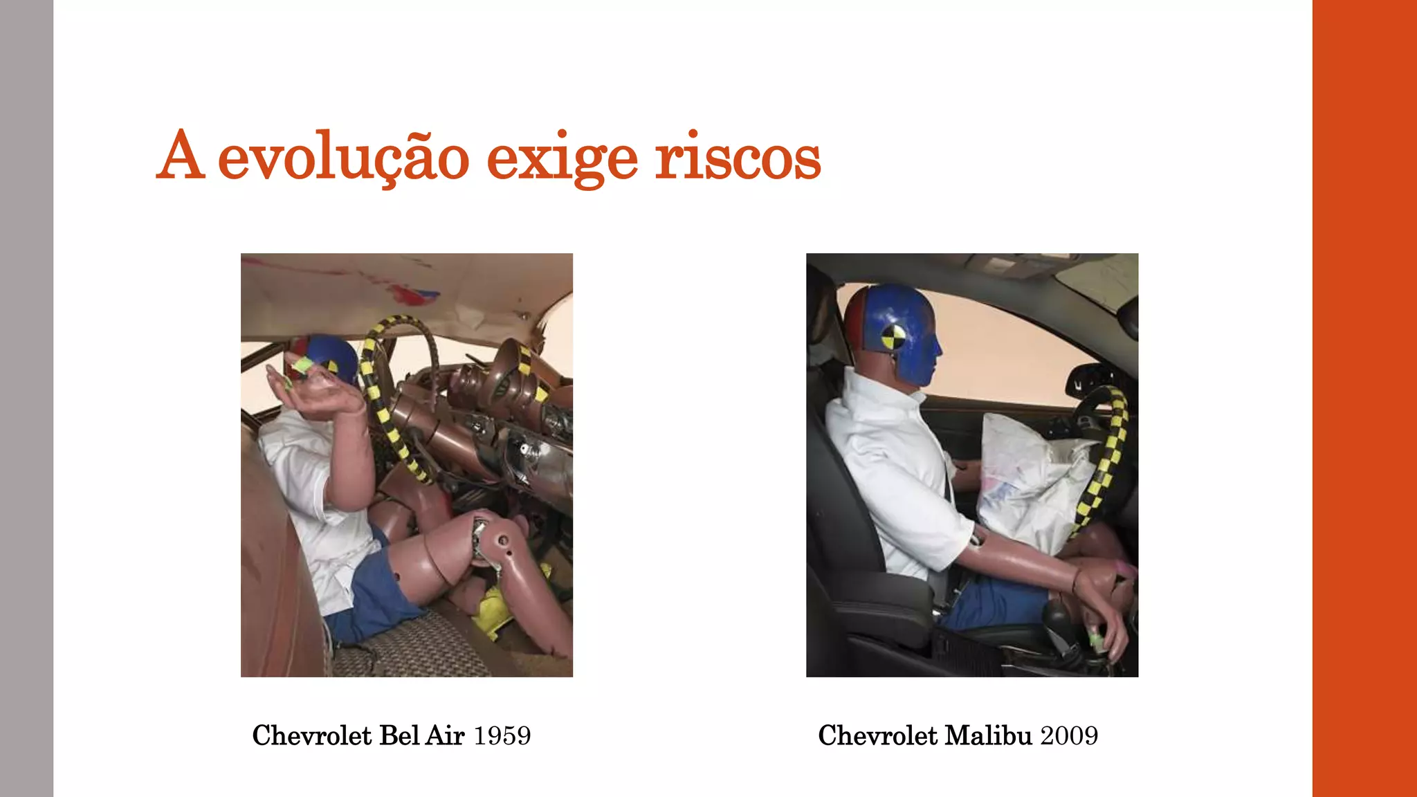 A evolução exige riscos
Chevrolet Bel Air 1959 Chevrolet Malibu 2009
 