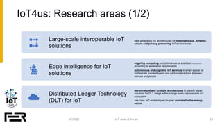 IoT4us: Research areas (1/2)
24
Large-scale interoperable IoT
solutions
next-generation IoT architectures for heterogeneou...