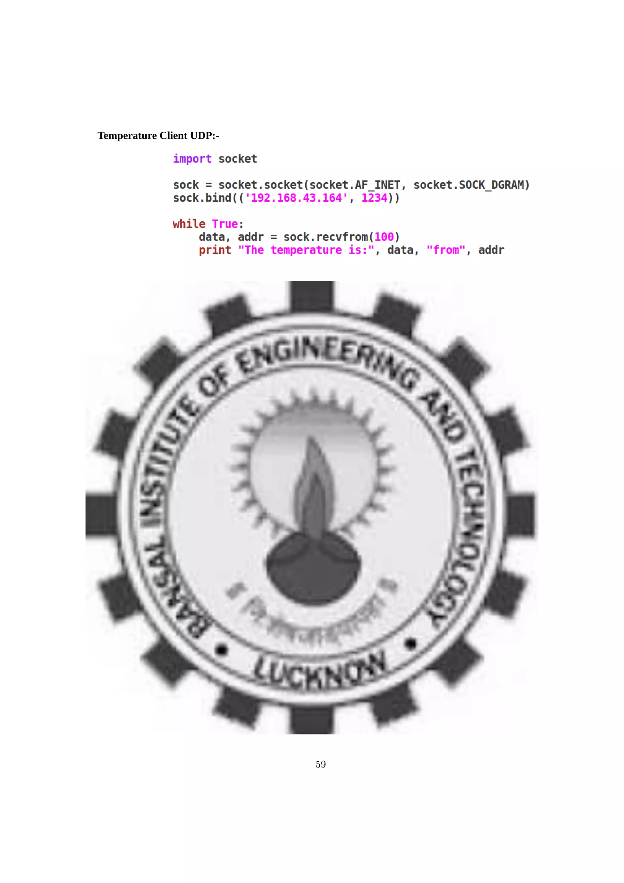 Temperature Client UDP:-
59
 