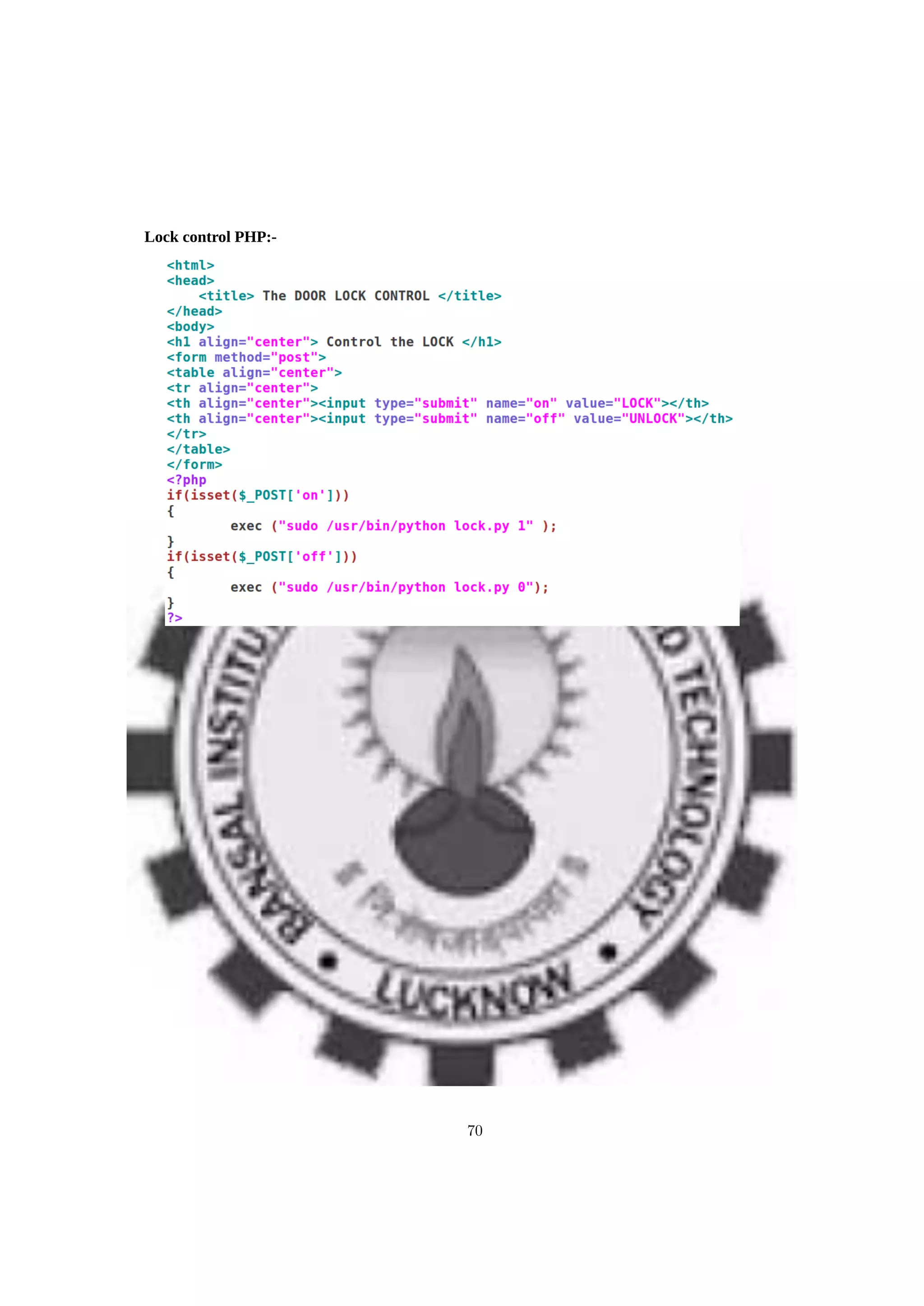 Lock control PHP:-
70
 