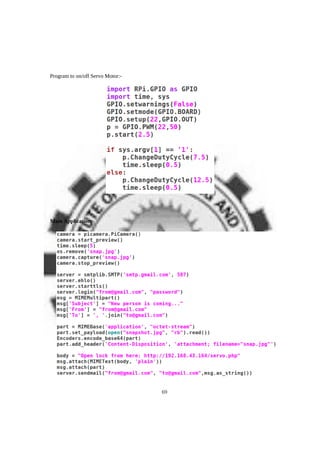 Program to on/off Servo Motor:-
Main Application:-
69
 