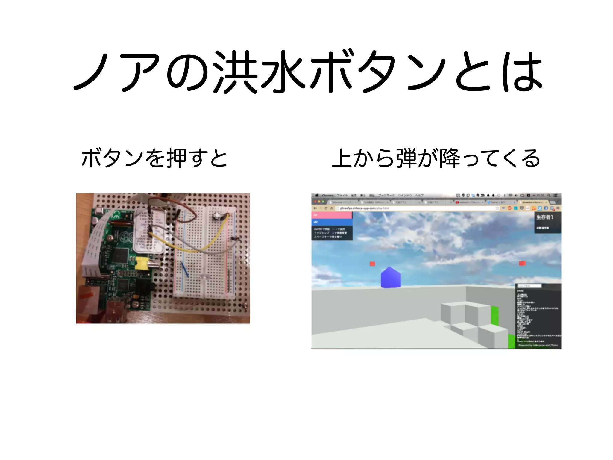 ノアの洪水ボタンとは 
ボタンを押すと上から弾が降ってくる 
 