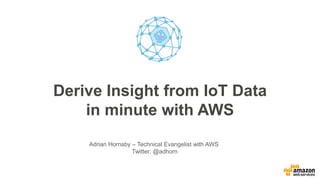 Adrian Hornsby – Technical Evangelist with AWS
Twitter: @adhorn
Derive Insight from IoT Data
in minute with AWS
 