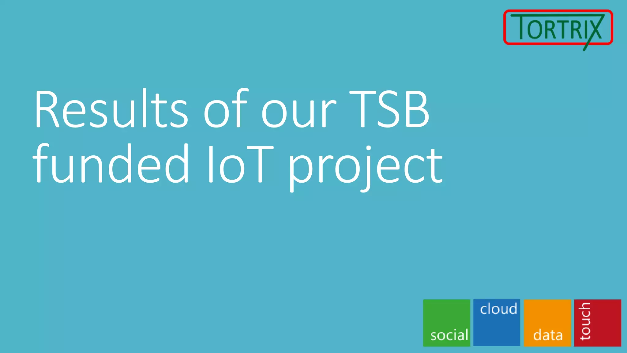 Results of our TSB
funded IoT project
 