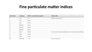 Fine particulate matter indices
 